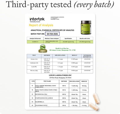 OMRE - Urolithin A 500mg, 98% Purity - Support for Healthy Aging and Cellular Renewal - Mitochondrial and Ceullular Energy Support for Longevity - 30 Servings