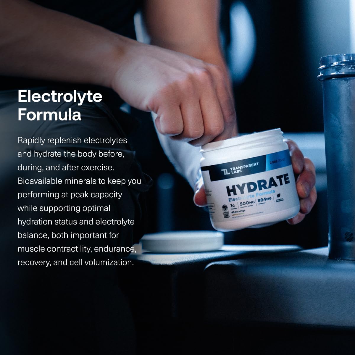 Transparent Labs Hydrate Electrolytes Powder (40 Servings, Tropical Punch) & Creatine HMB (30 Servings, Strawberry Lemonade)