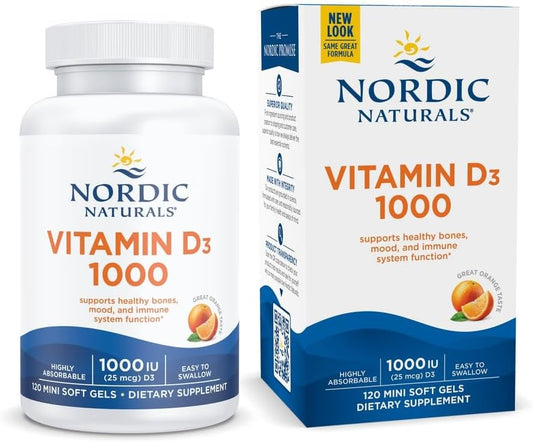 Nordic Naturals Vitamin D3 1000 IU, Orange - 120 Mini Soft Gels | Vitamin D3 supports healthy bones, positive mood & immune system function. Orange flavor mini soft gels. 120 servings