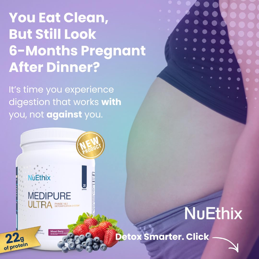 NuEthix Formulations Medipure DS with Pea Protein Powder 19g, Phase 1 & 2 Detoxification System, Supports the Body’s Natural Detoxification Process, Vanilla Wafer (Non-Caffeinated), 20 Servings