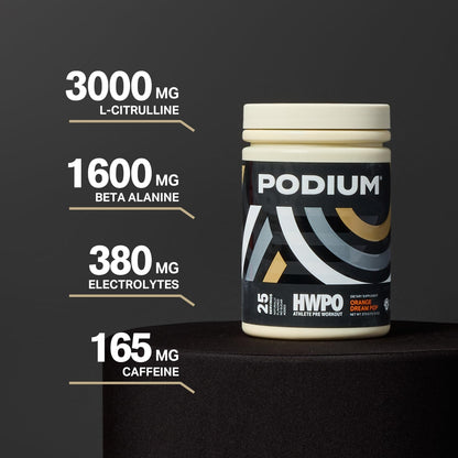 Podium Nutrition, Athlete Pre Workout Powder, Orange Dream Pop, 25 Servings, Beta Alanine