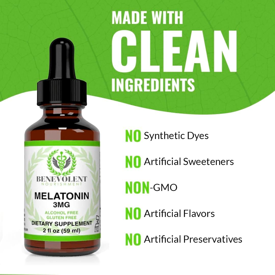 Liquid Melatonin for Kids and Adults 3mg & Liquid Chlorophyll Bundle - Natural Sleep Aid Drops, Berry Vanilla Flavor, Made in USA - Sleep Support & Skin Support