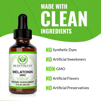 Liquid Melatonin for Kids and Adults 3mg & Liquid Chlorophyll Bundle - Natural Sleep Aid Drops, Berry Vanilla Flavor, Made in USA - Sleep Support & Skin Support