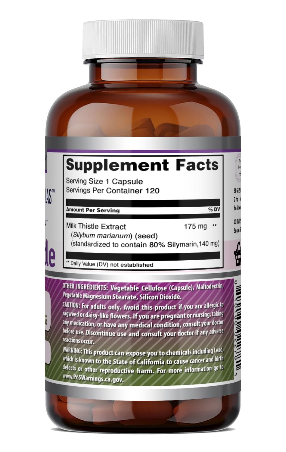 Amazing Formulas Milk Thistle Supplement | 175 Mg per Serving | 120 Capsules | Non-GMO | Gluten-Free | Made in USA