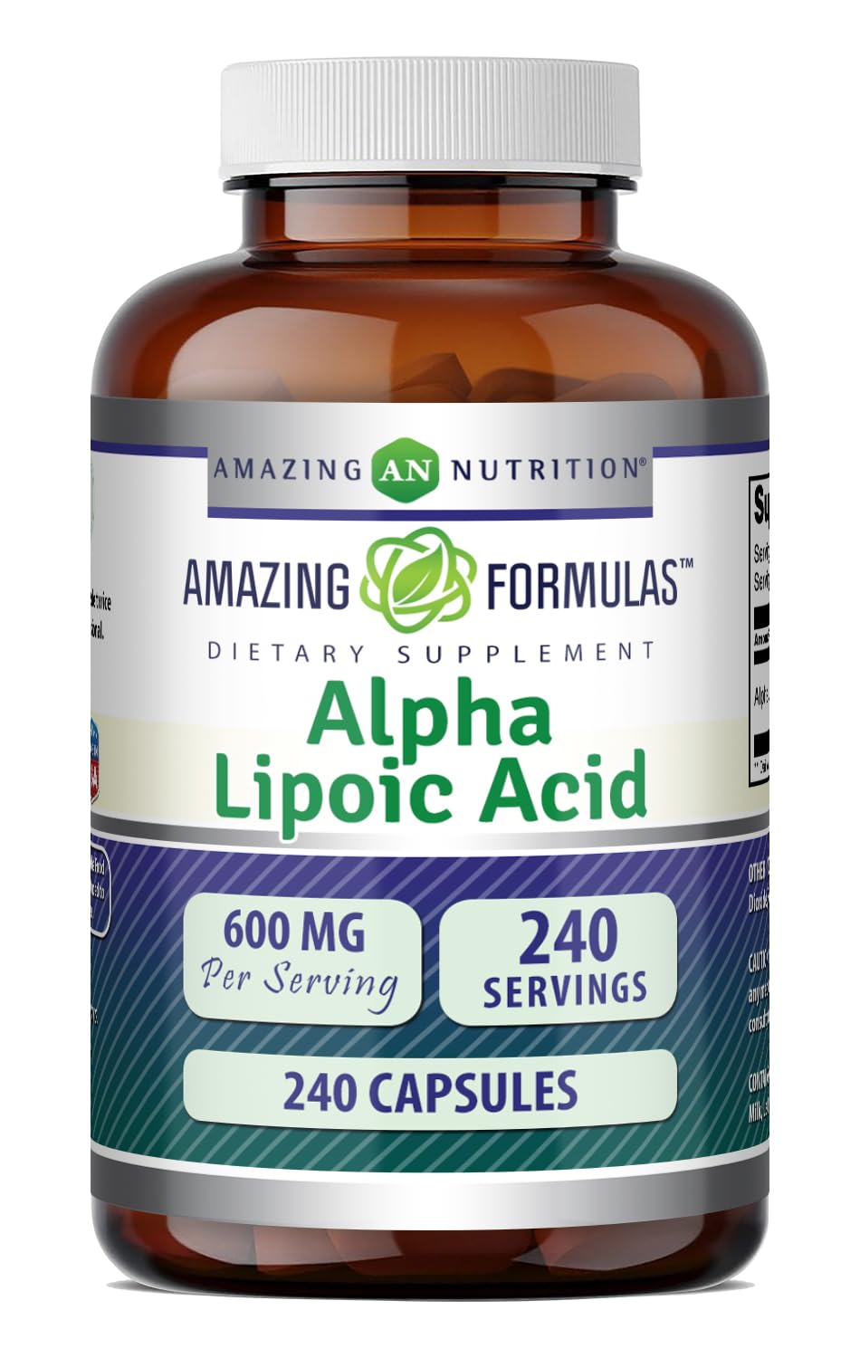 Amazing Formulas Alpha Lipoic Acid | 600 Mg Per Serving Supplement | Capsules | Non-GMO | Gluten Free | Made in USA (1 Pack | 120 Count)