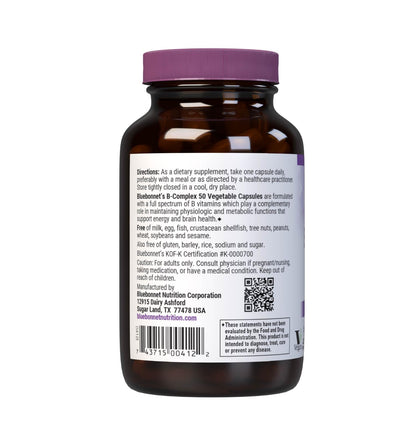 Bluebonnet Nutrition Stress Relief B Complex Vegetable Capsules, Vitamin B6, B12, Biotin, Folate, Vegan, Gluten & Soy & Milk Free, Kosher, Unflavored, 100 Count