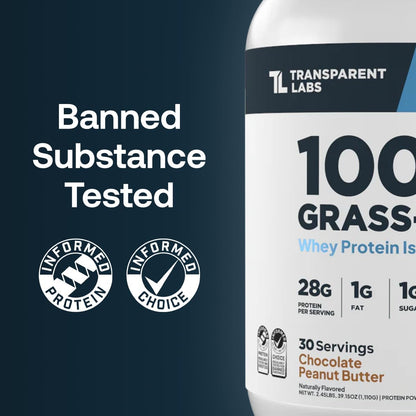 Transparent Labs Grass-Fed Whey Protein Isolate (30 Servings, Chocolate Peanut Butter) & Grass-Fed Whey Protein Isolate (30 Servings, French Vanilla)
