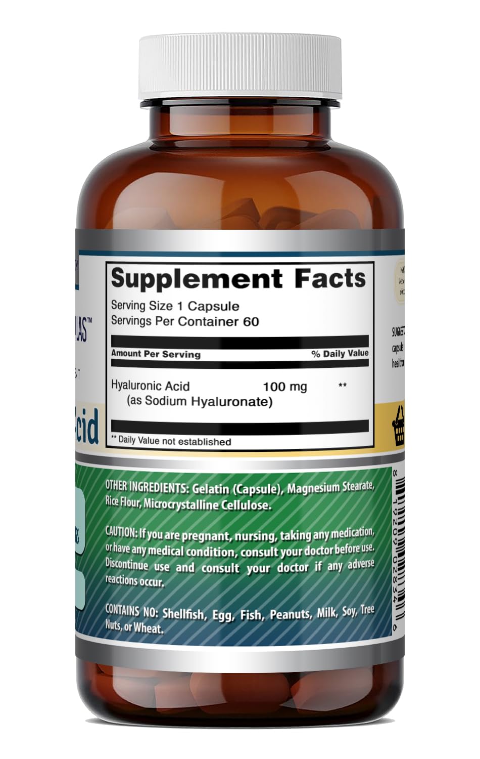 Amazing Formulas Hyaluronic Acid 100 Mg Supplement | Capsules | Non-GMO | Gluten-Free | Made in USA (1 Pack, 360 Count)