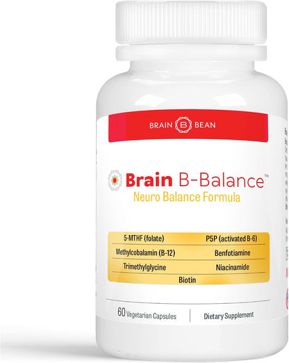 Brain B Balance: Methylated Multivitamin - Methylated B Complex Neurobalance Formula - Methylfolate Supports Mood.Mind.Memory - 60 Vegan Capsules