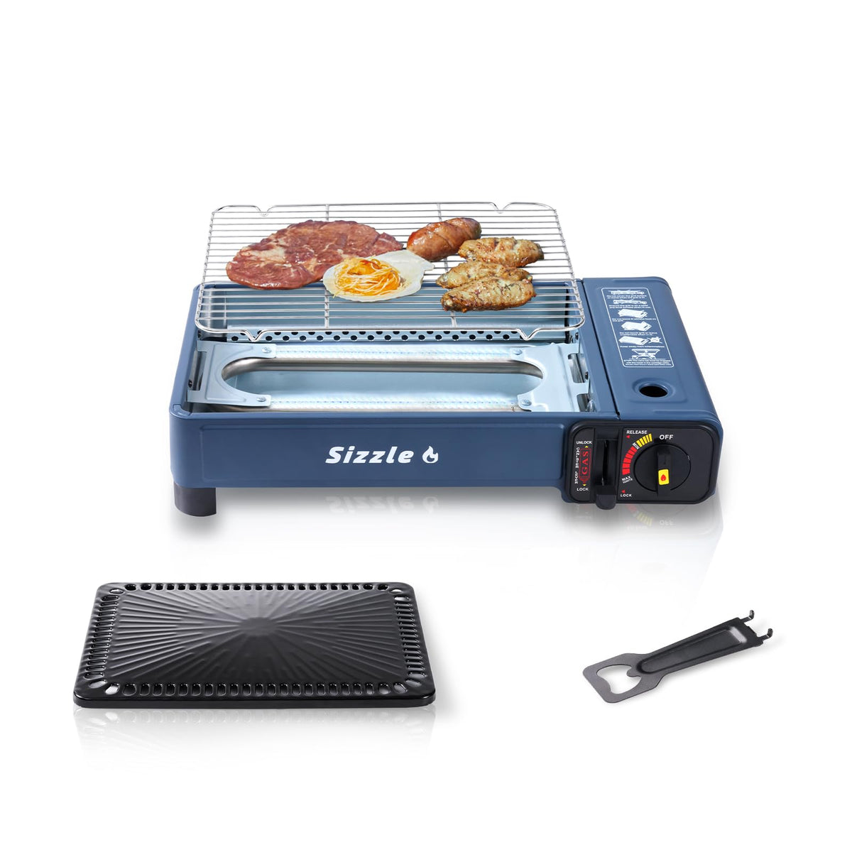 Sizzle Goods Portable Propane and Butane Dual Fuel Gas Grill with Iwatani Style Stainless