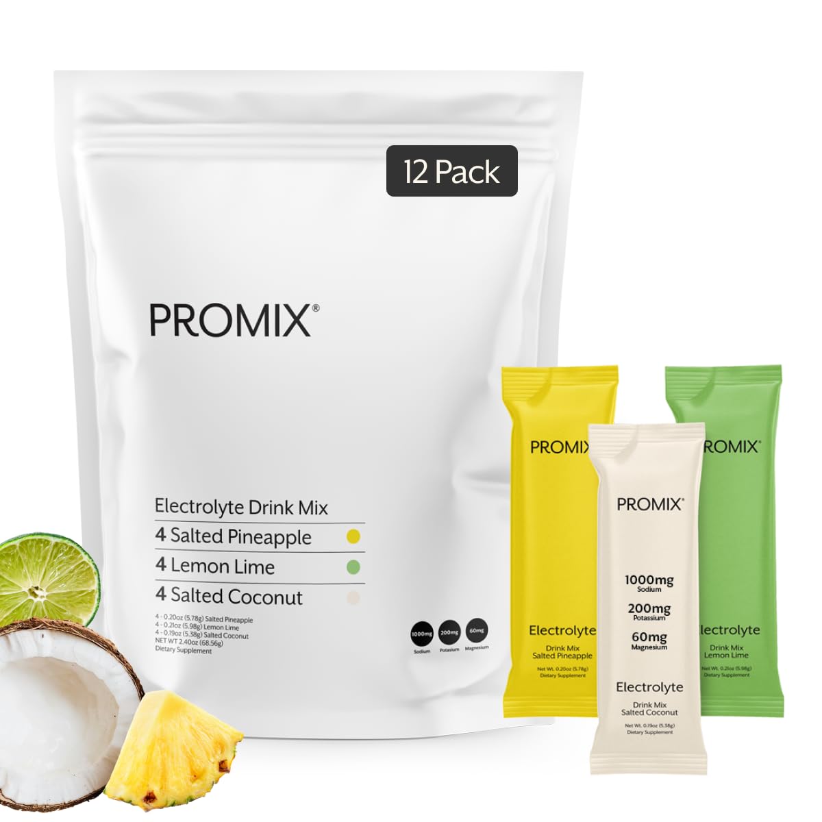 ProMix Nutrition Electrolytes Powder Hydration Packets - Himalayan Pink Salt, Magnesium, Potassium, Vitamin C - Salted Watermelon, Lightly Sweetened - 30 Servings (Pack of 30)