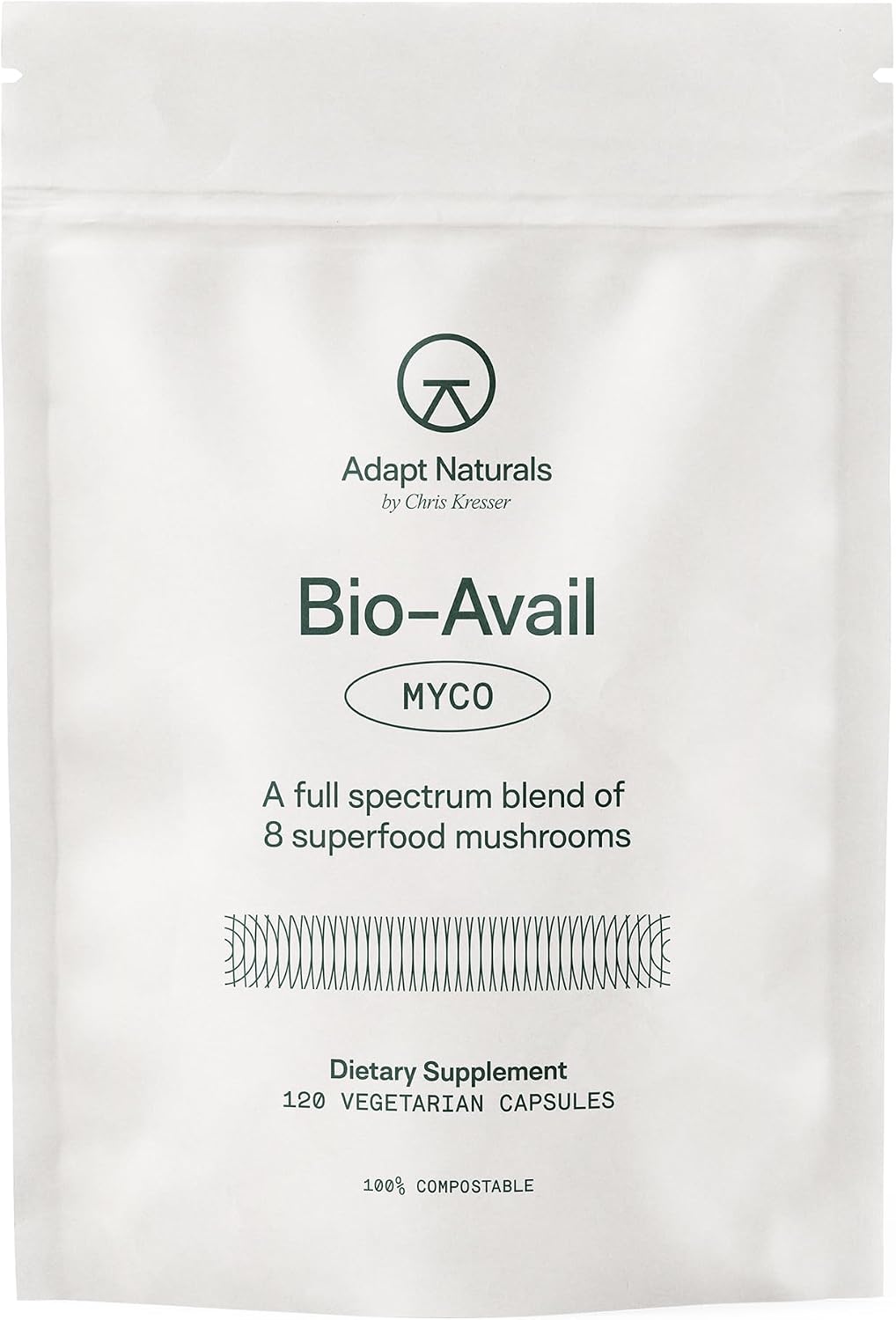 Adapt Naturals Bio-Avail Myco, 8-in-1 Superfood Mushroom Supplement Complex | Lions Mane, Chaga, Cordyceps, Reishi, Shiitake, Tremella, Turkey Tail, Maitake - Immune & Cognitive Function - 30 Day Supply