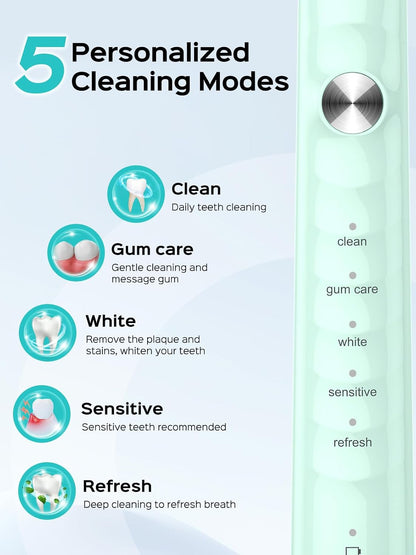 COSLUS Water Dental Flosser Tooth Pick: 10 Levels Smooth Control Portable Wireless Electric Toothbrush for Adults and Kids Rechargeable Black and Green