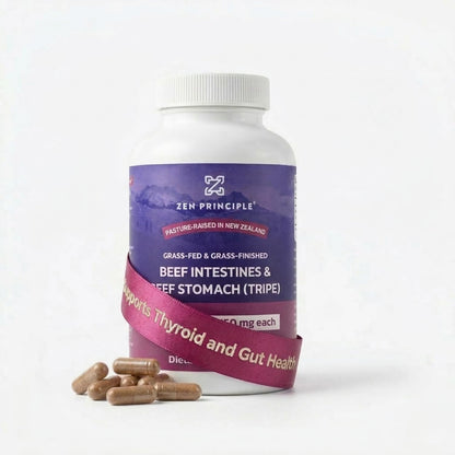 Zen Principle Grass Fed Beef Intestines with Stomach (Tripe) Supplement, Supports Digestive Health and Gut Balance, Supports Acid Reflux Balance, Natural Intestine Wellness, 2-Pack, 420 Capsules.