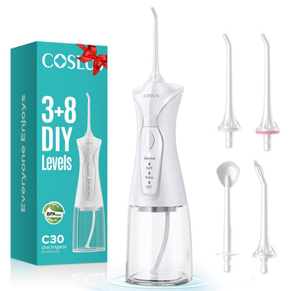 COSLUS C30 Water Dental Flosser, Upgraded DIY Mode, Black, 1Pcs