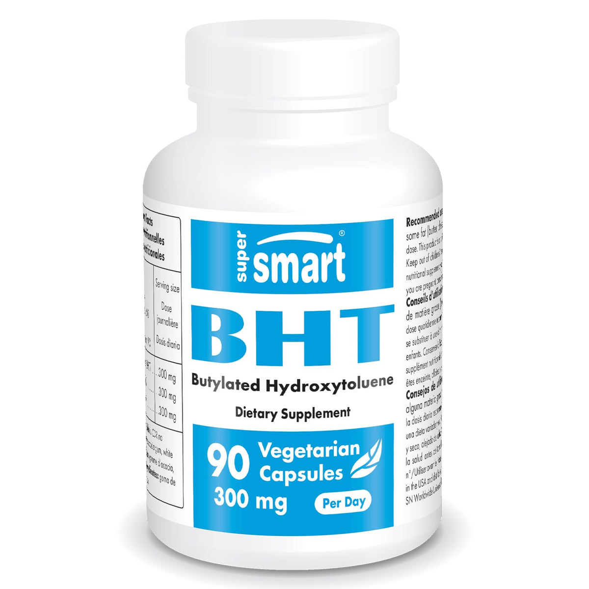 Supersmart - BHT 300 mg Per Day - Butylated Hydroxytoluene - Powerful Antioxidant 