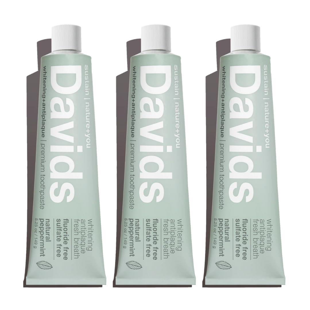 Davids Fluoride Free Toothpaste Teeth Whitening SLS Free Peppermint 5.25oz