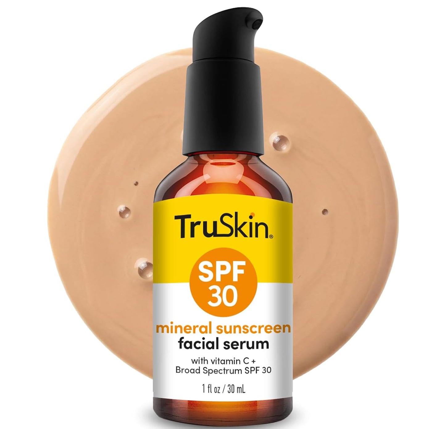 TruSkin SPF 30 Tinted Mineral Sunscreen Face Serum, Zinc Oxide, 1 fl oz | Universal skin tint with Vitamin C, Hyaluronic Acid, Ceramides and Niacinamide for lightweight daily mineral UV protection