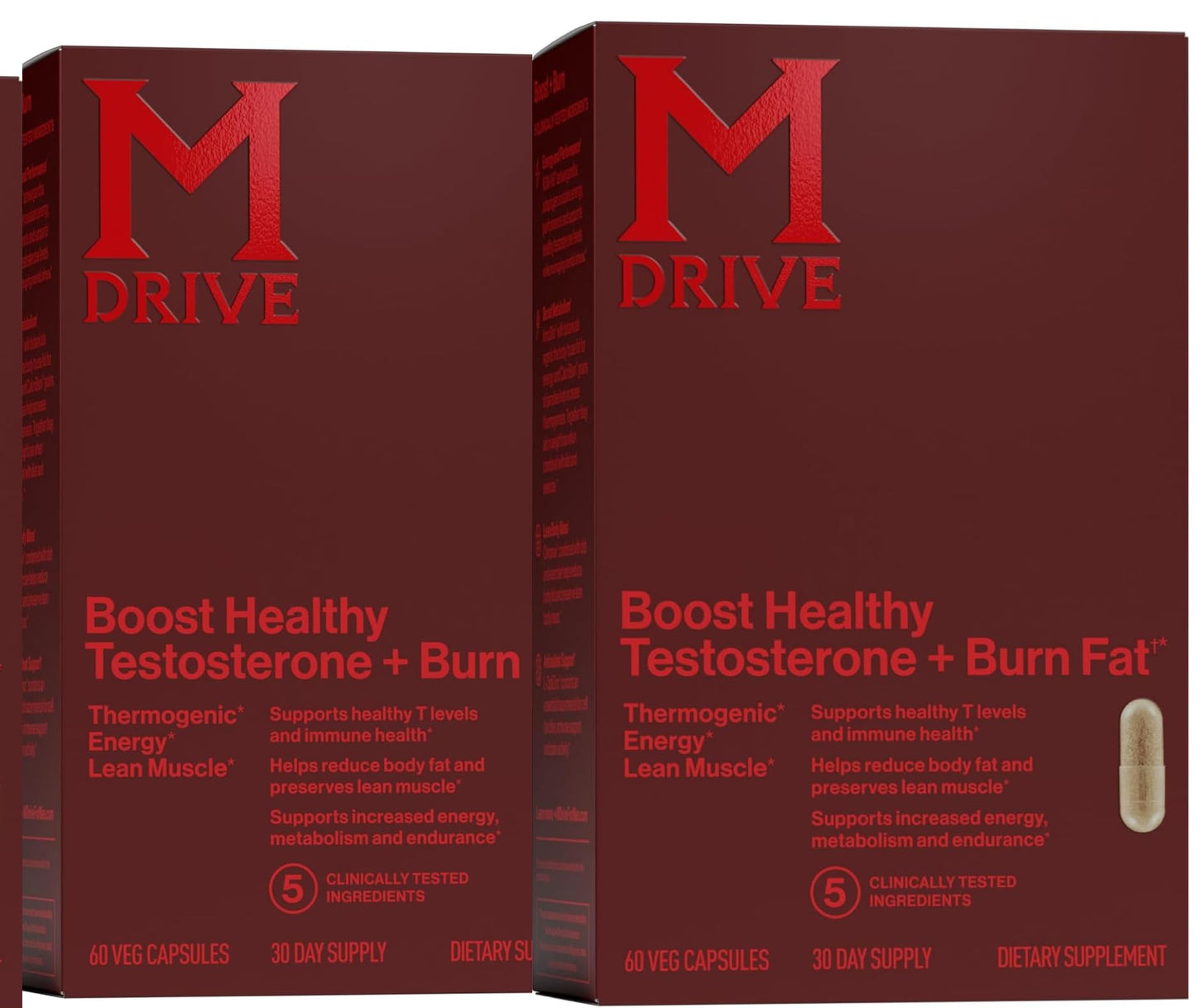 Mdrive Boost and Burn Testosterone Booster & Fat Burner for Men, 60 Caps | KSM-66 Ashwagandha; Chromax chromium; Thermogenic formula; Boosts energy & endurance; Supports lean muscle; 30-day supply