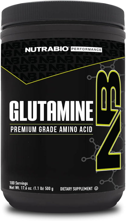 NutraBio Pure L-Glutamine Powder, 100 Servings L-Glutamine Supplement, Amino Acid, Pure Grade, Glutamina, Absolutely no Additives, Fillers or Excipients, Muscle Recovery Supplement - (500 Grams)