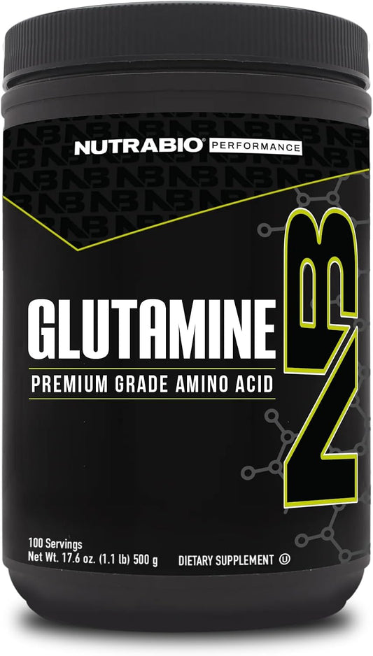 NutraBio Pure L-Glutamine Powder, 100 Servings L-Glutamine Supplement, Amino Acid, Pure Grade, Glutamina, Absolutely no Additives, Fillers or Excipients, Muscle Recovery Supplement - (500 Grams)