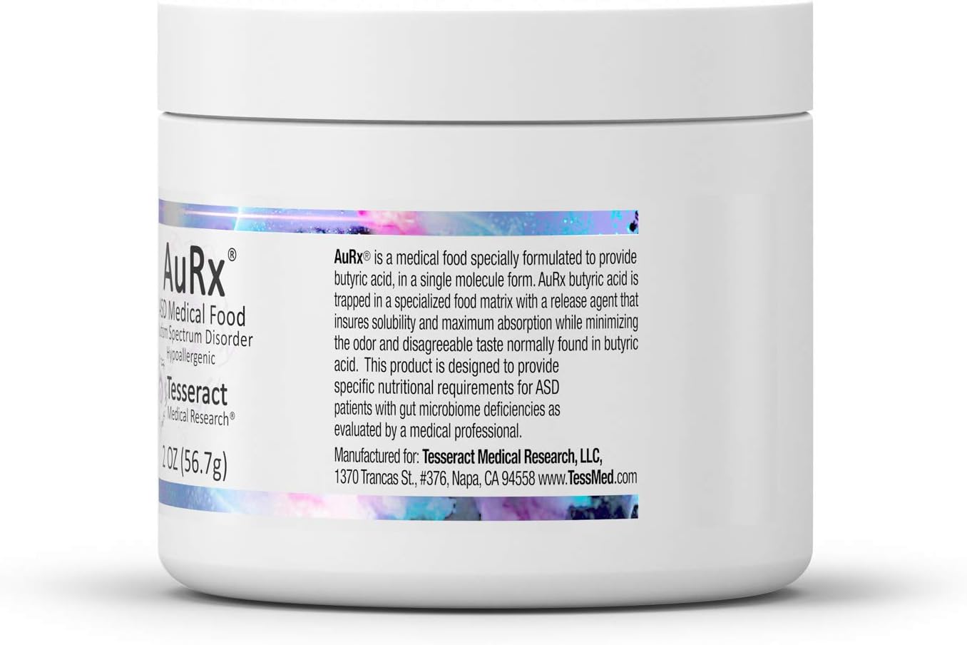 AuRx Autism Spectrum Medical Food Powder to Support Gut Health, Stabilized Butyric Acid Supplement in a Palatable-Tasting Powder for ASD Children, Hypoallergenic, 2 Ounces