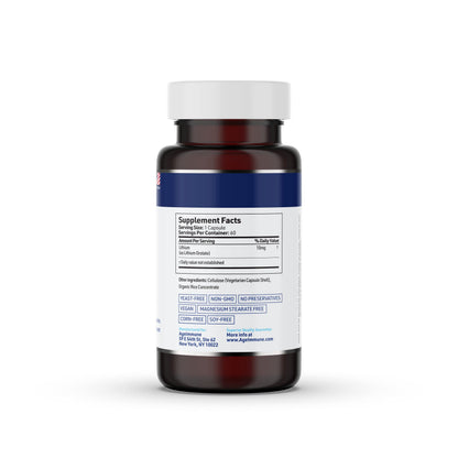 Lithium Orotate 10mg per Capsule - 60 Vegetarian Capsules. Memory and Emotional Wellness Support - Magnesium Stearate Free - 2 Months Supply of Lithium Supplement.