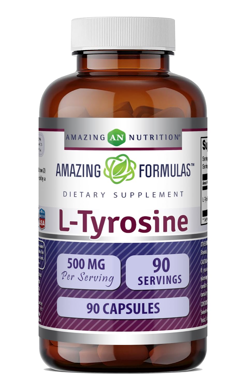 Amazing Formulas L-Tyrosine Amino Acid Supplement | 500 Mg per Serving | 180 Capsules | Non-GMO | Gluten-Free | Made in USA