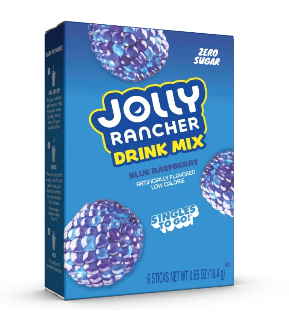 Jolly Rancher Blue Raspberry Singles To Go Drink Mix - 0.65 oz, Pack of 4