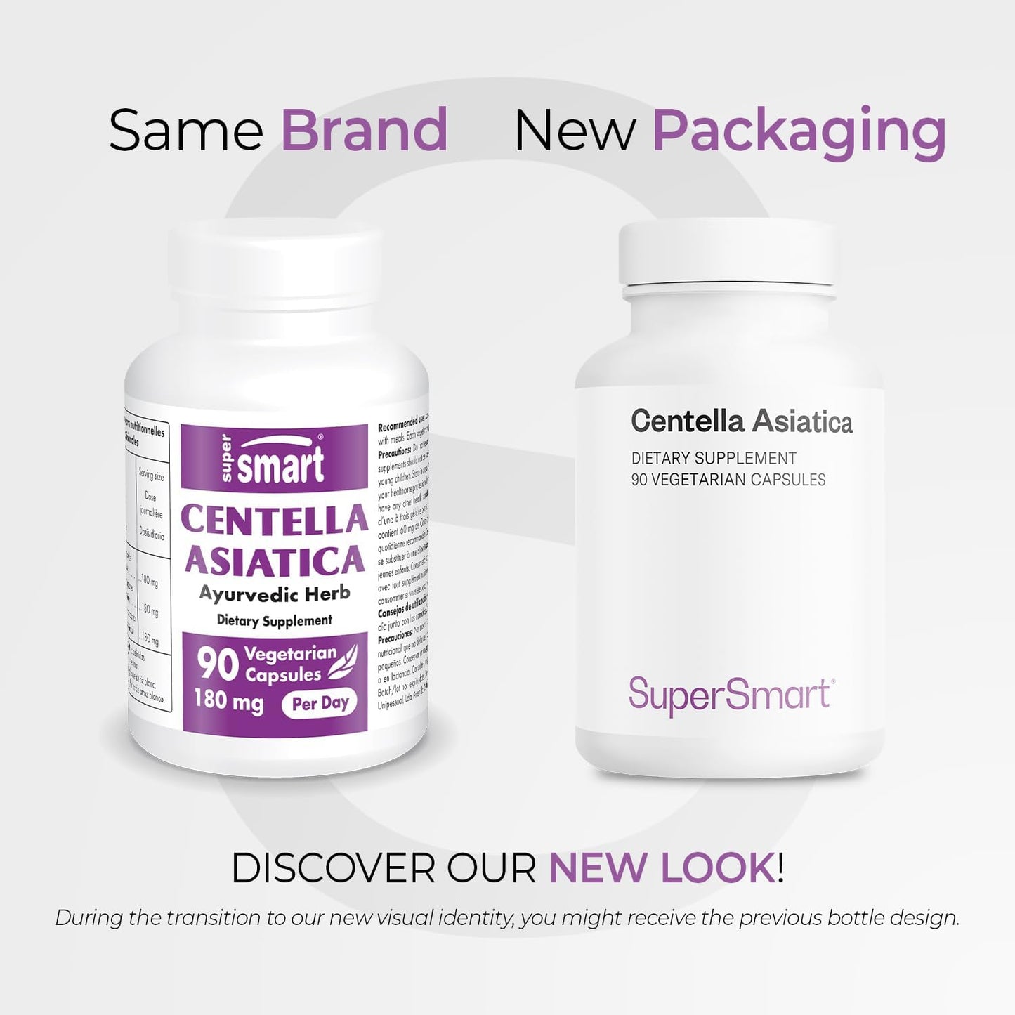 Supersmart - Centella Asiatica 180mg per Day - Gotu Kola Extract Supplement | Non-GMO & Gluten Free - 90 Vegetarian Capsules
