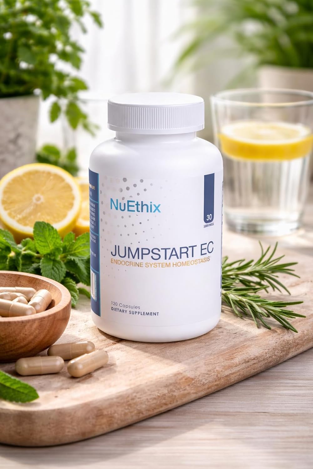 NuEthix Formulations Jumpstart EC, Endocrine System Homeostasis Dietary Supplement, 120 Capsules