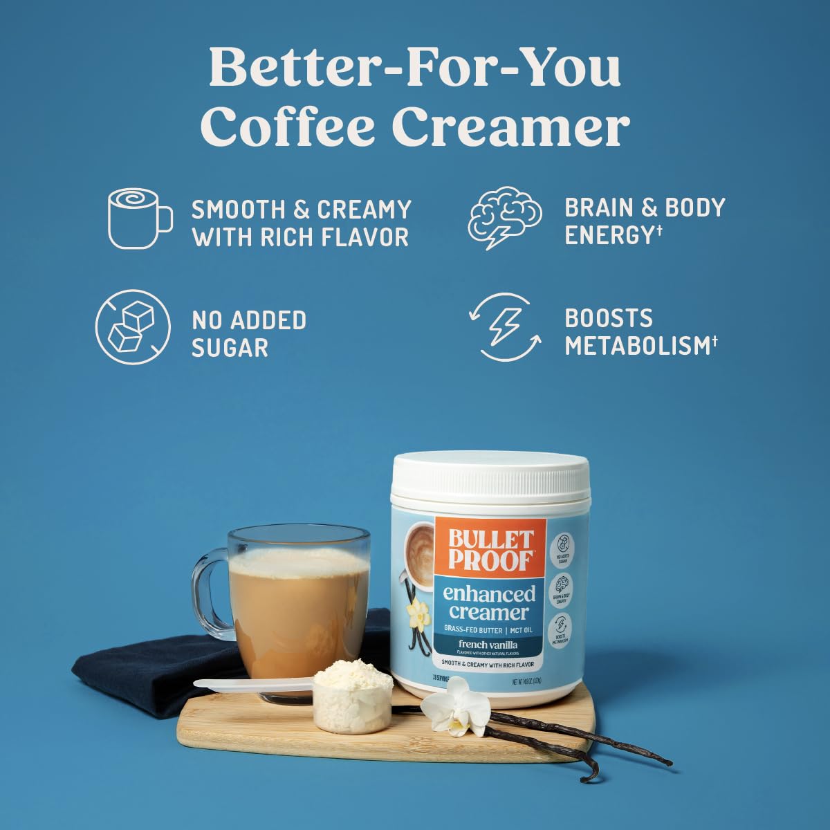 Bulletproof Original Creamer, 14.8 Ounces, Keto Coffee Creamer with MCT Oil and Grass-Fed Butter, Supports Brain Function