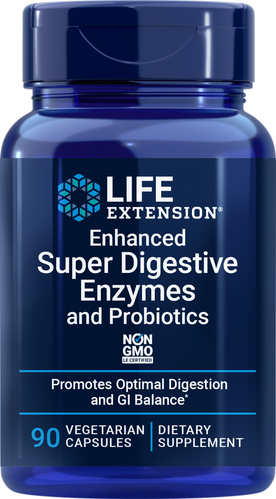 Life Extension Enhanced Super Digestive Enzymes and Probiotics, 60 Capsules | B. Coagulans Probiotic & Blend of 10 Digestive Enzymes, Supports Digestion, Comfort & GI Balance for Plant-Based Diets