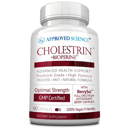 Approved Science Cholestrin - Lipid Level Support - Antioxidants, Lecithin, Berberine HCL, Berries, BioPerine - 60 Capsules - Pack of 3