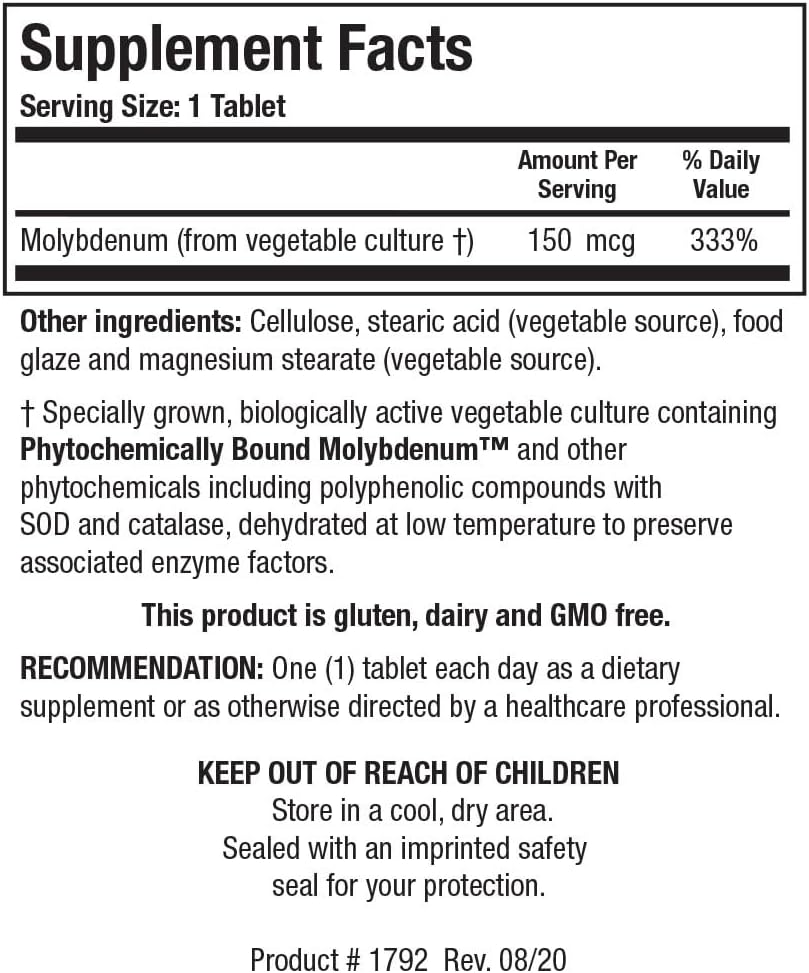 Biotics Research MoZyme Forte Molybdenum 150 mcg, Liver Support, Detoxification, Essential Trace Element, Healthy Metabolism, Antioxidant Support 100 Tablets