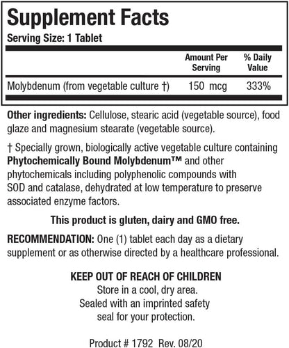 Biotics Research MoZyme Forte Molybdenum 150 mcg, Liver Support, Detoxification, Essential Trace Element, Healthy Metabolism, Antioxidant Support 100 Tablets