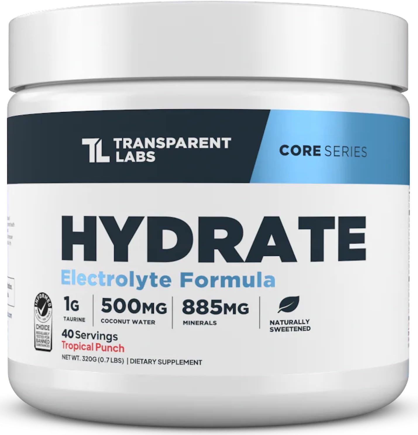 Transparent Labs Lean Pre-Workout (30 Servings, Strawberry Lemonade) & Hydrate Electrolytes Powder (40 Servings, Tropical Punch)