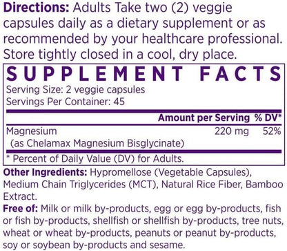 NAOMI Magnesium Glycinate 220mg - Fully Chelated for High Absorption - Supports Restful Sleep, Calm, Muscle Relaxation & Mood - Gentle on Stomach, No Laxative Effect, Non-GMO, Vegan, 30-Day Supply