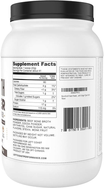 Left Coast Performance 2lb Pure Bone Broth and 2lb Chocolate Bone Broth