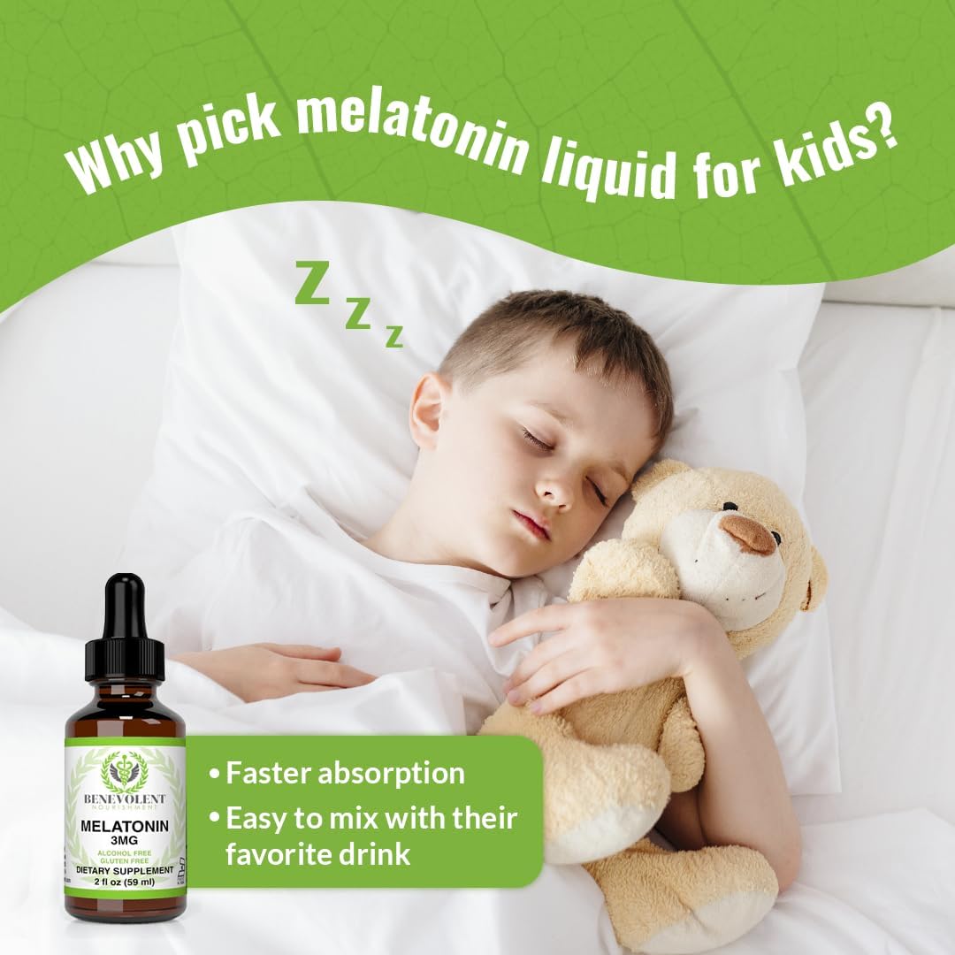 Liquid Melatonin for Kids and Adults 3mg - 2 Month Supply Natural Sleep Aid Drops