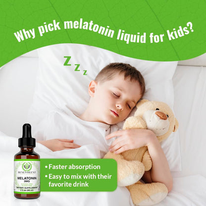 Liquid Melatonin for Kids and Adults 3mg - 2 Month Supply Natural Sleep Aid Drops