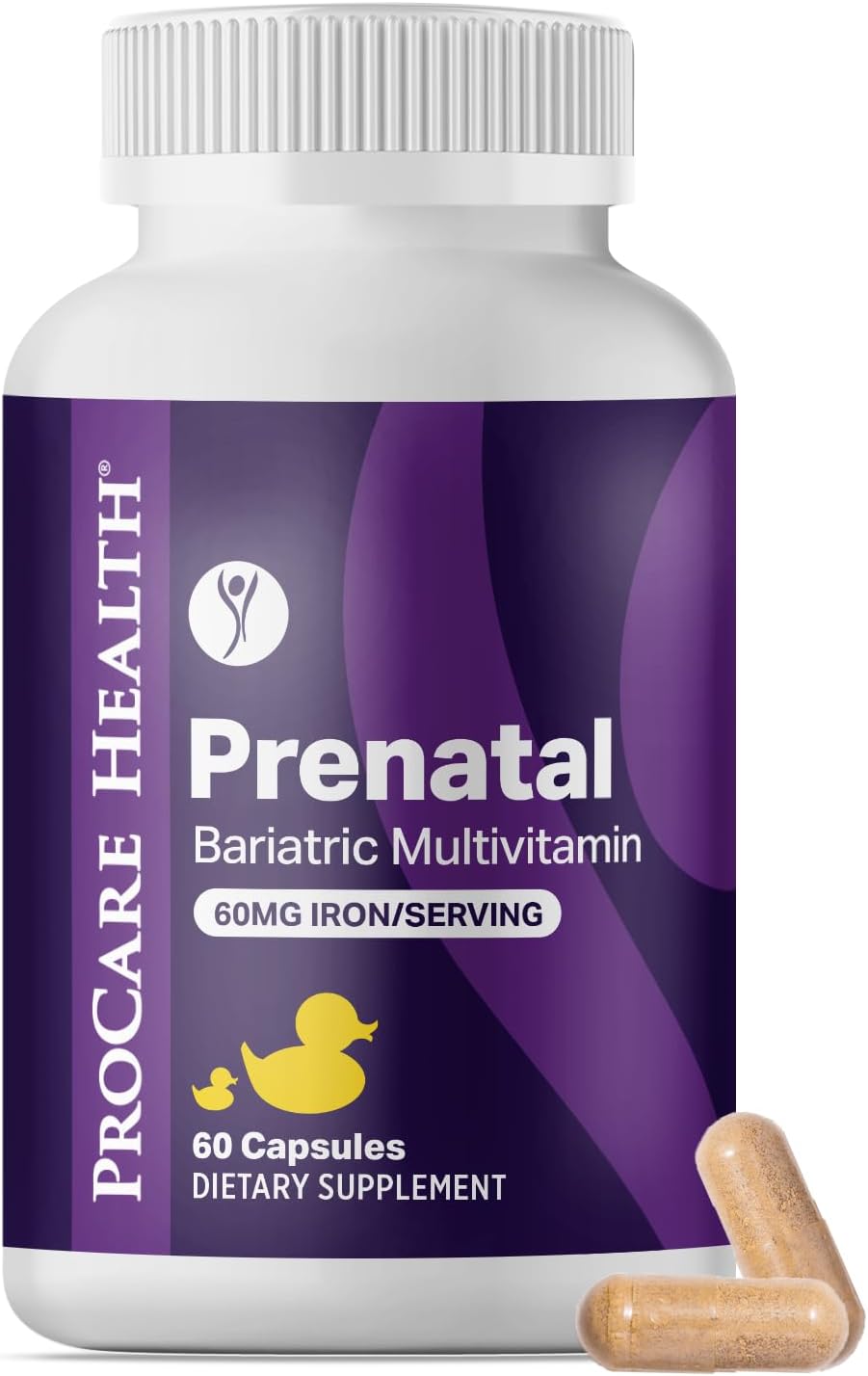 Prenatal Bariatric Multivitamin with Iron | Capsule | 60ct | Bariatric Vitamins for Gastric Bypass & Gastric Sleeve (1 Month Supply) - 60 Easy-to-Swallow Capsules for Women - Made in USA