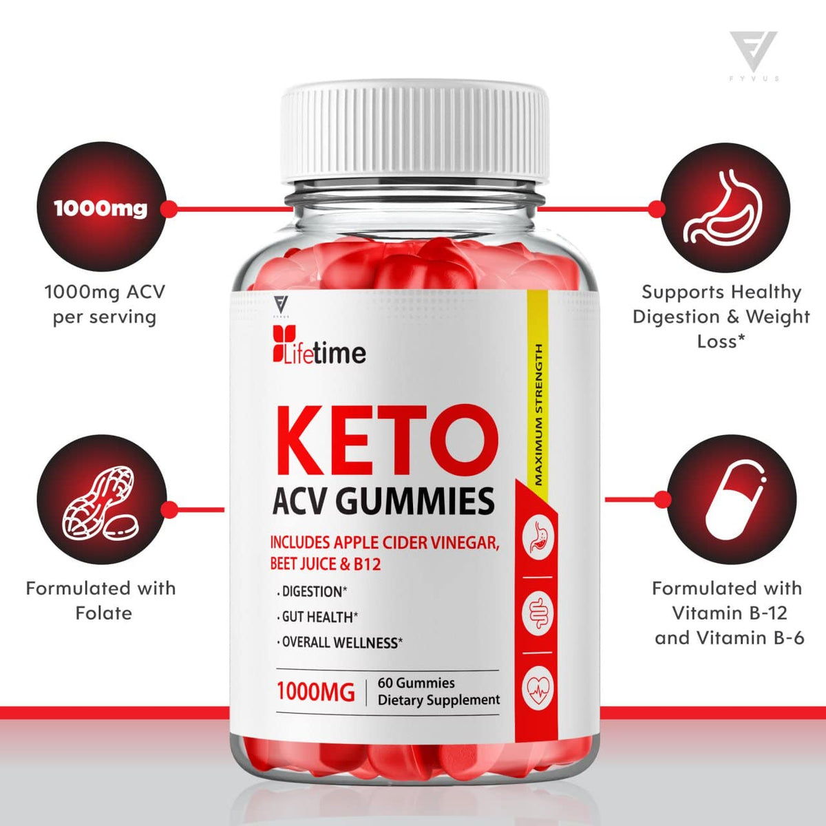 (3 Pack) Lifetime Keto Plus ACV Gummies Advanced Weight Loss AVC, Life Time Keto ACV