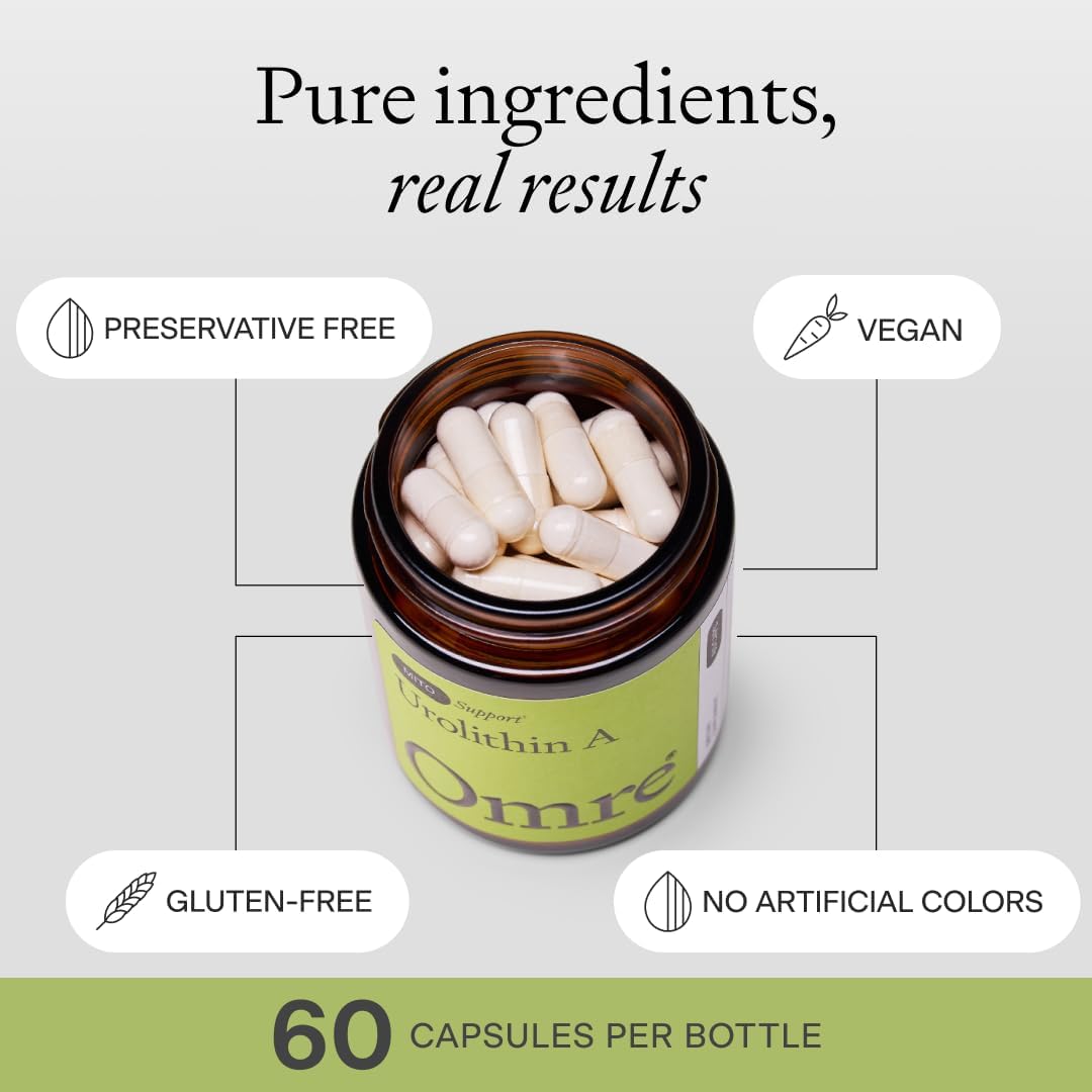 OMRE - Urolithin A 500mg, 98% Purity - Support for Healthy Aging and Cellular Renewal - Mitochondrial and Ceullular Energy Support for Longevity - 30 Servings