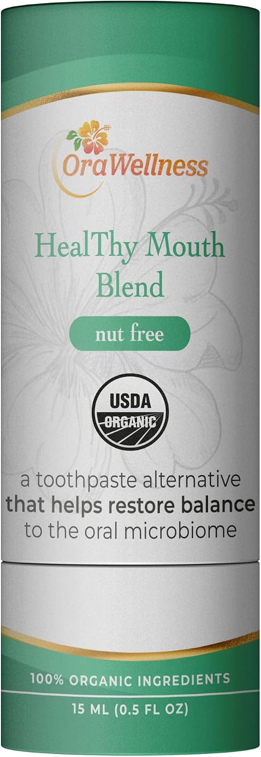 OraWellness Nut Free Healthy Mouth Blend Organic Toothpaste & Mouthwash Alternative + BrushEco Bamboo Toothbrush with 3 Rows to Reduce Gum Disease, Promote Healthy Teeth and Gums