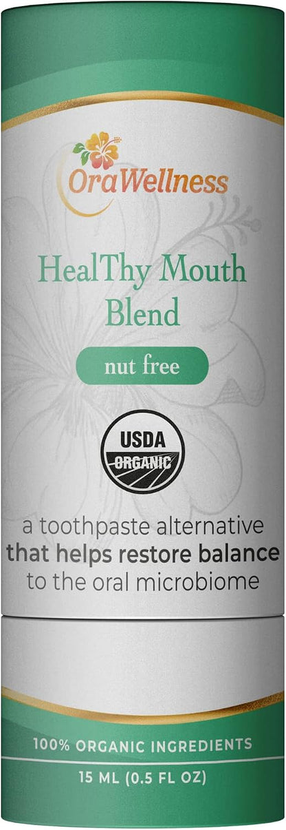 OraWellness Nut Free Healthy Mouth Blend Organic Toothpaste & Mouthwash Alternative + BrushEco Bamboo Toothbrush with 3 Rows to Reduce Gum Disease, Promote Healthy Teeth and Gums