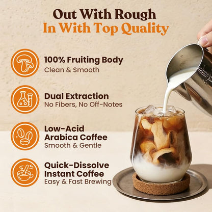 Venture Pal Mushroom Coffee, 12 Mushrooms, Focus & Digestion, 40 Servings | 12 Adaptogenic Mushrooms with Lion's Mane, Cordyceps, Reishi, Turkey Tail, Ashwagandha & Probiotics, Low Caffeine & Calories