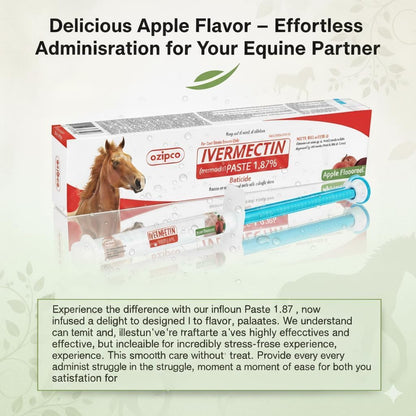 Ivermectin Horse Paste 1.87% | Apple Flavor – 6.08g Syringe for Equine Use Only Up to 1250 LB
