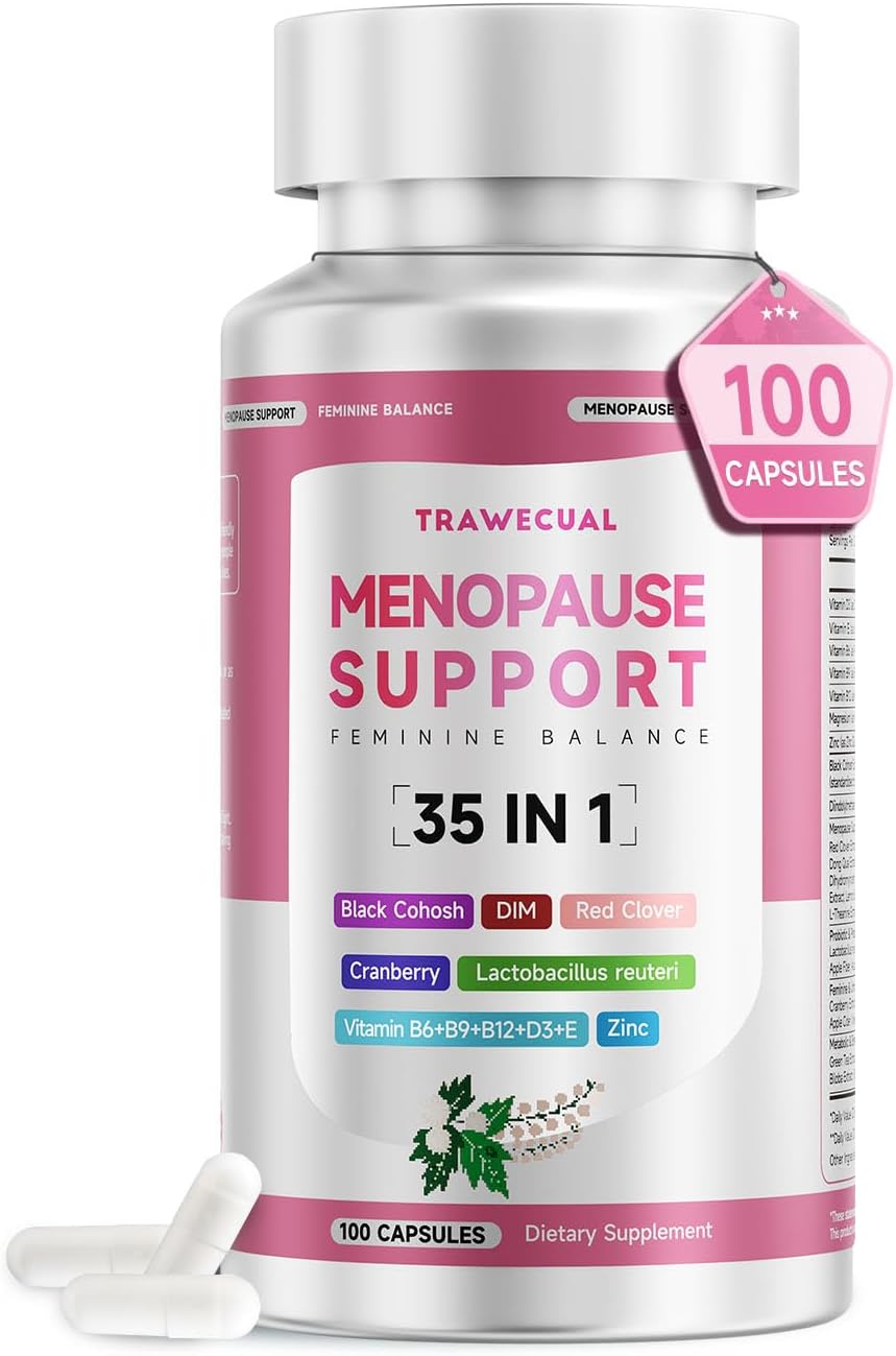 Menopause Supplements For Women, 400mg Black Cohosh 200mg DIM, 100 Capsules | 35-in-1 with Dong Quai, Ashwagandha, Red clover & Probiotics, Hormone Balance, Hot Flashes, Night Sweats & Menopause Support