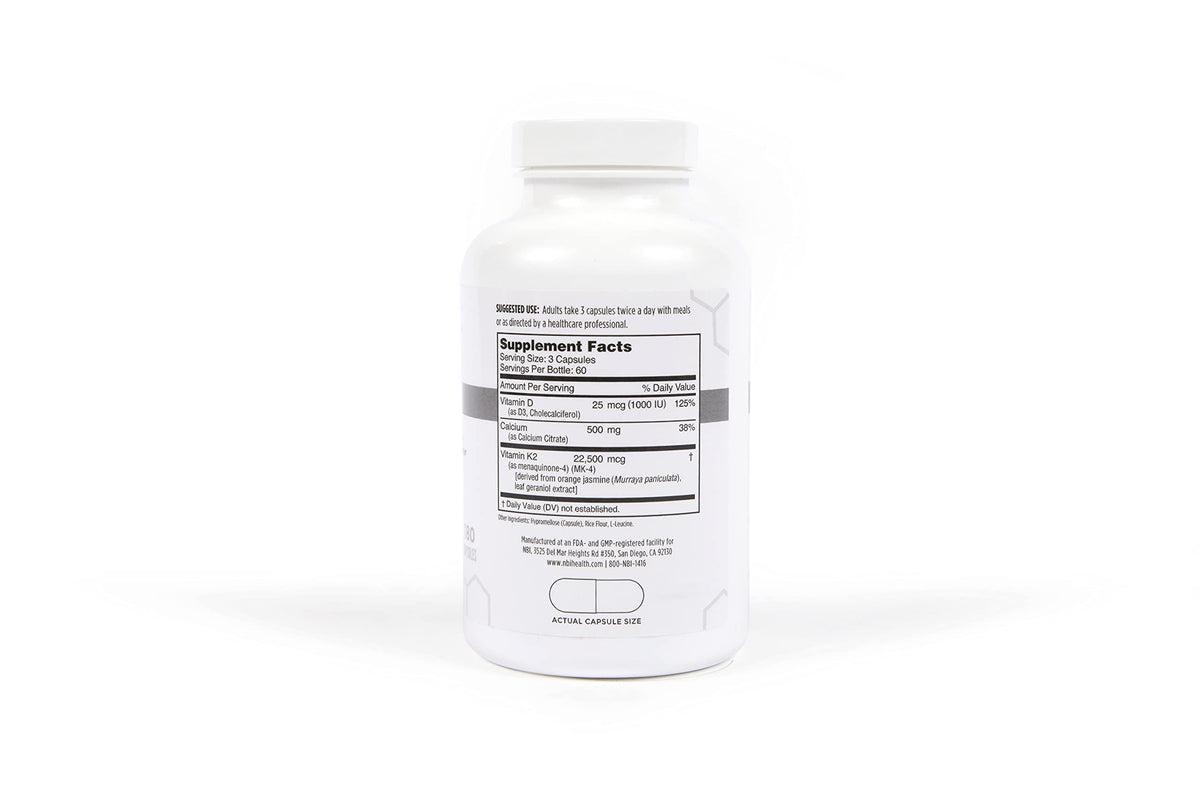 NBI Osteo-K Bone Support | Vitamin D & K Complex with Calcium Citrate Supplement